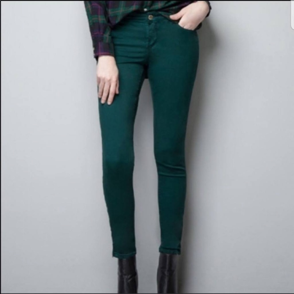 Zara TRF forest green jeans